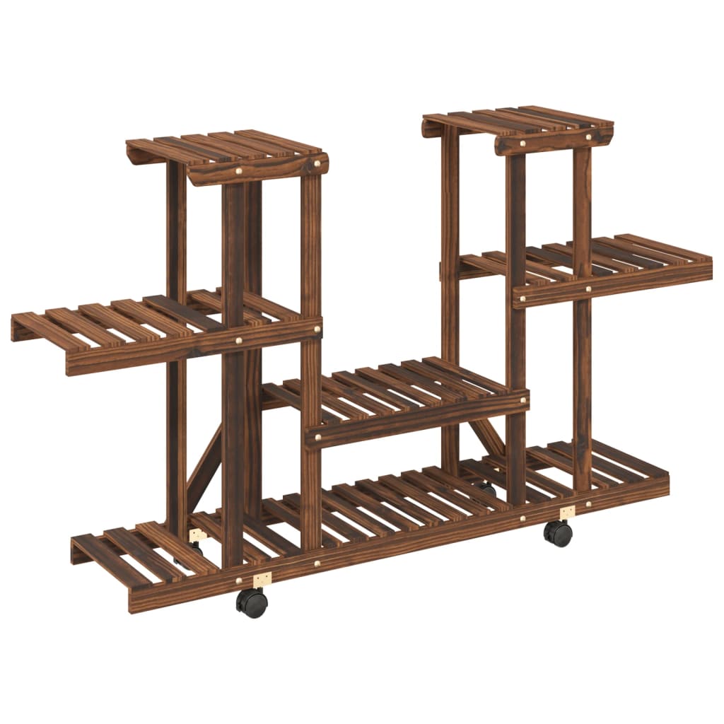 vidaXL Flower Stand with Wheels 110x25x78 cm Solid Wood Fir 2