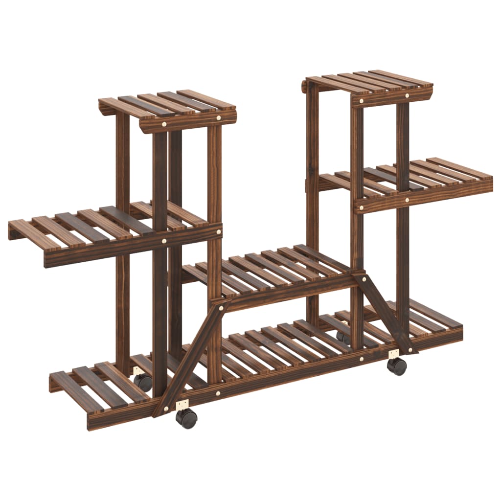 vidaXL Flower Stand with Wheels 110x25x78 cm Solid Wood Fir 4