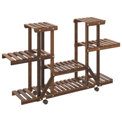 vidaXL Flower Stand with Wheels 110x25x78 cm Solid Wood Fir 4