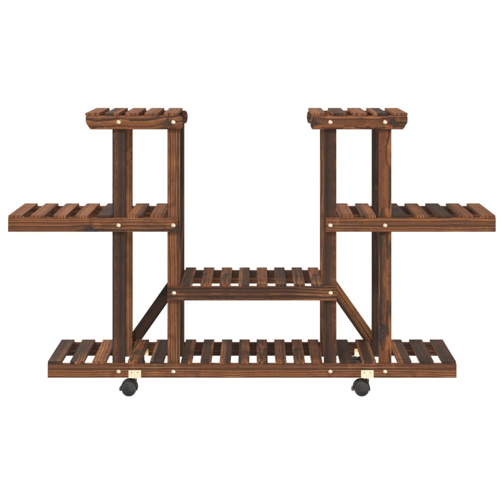 vidaXL Flower Stand with Wheels 110x25x78 cm Solid Wood Fir 5