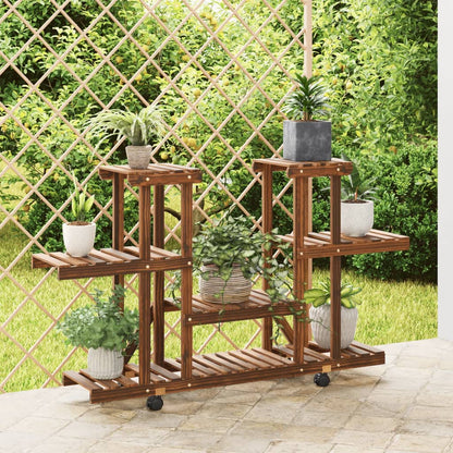 vidaXL Flower Stand with Wheels 110x25x78 cm Solid Wood Fir 1