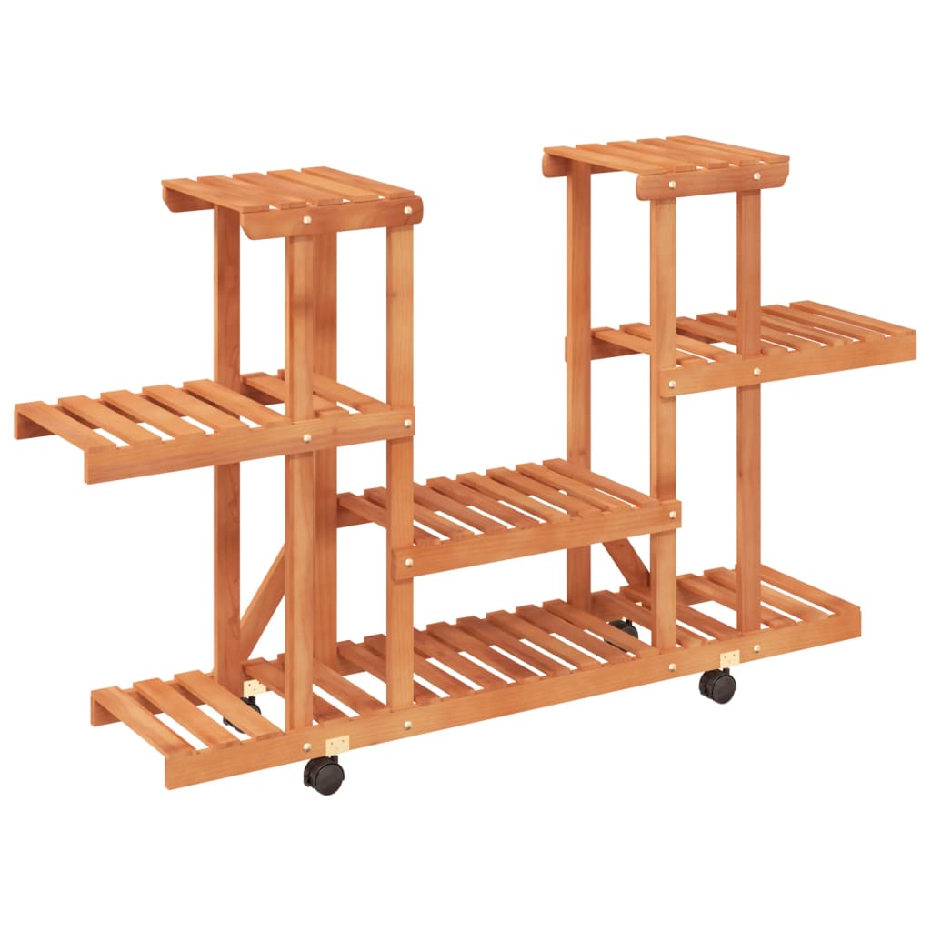 vidaXL Flower Stand with Wheels 110x25x78 cm Solid Wood Fir 2