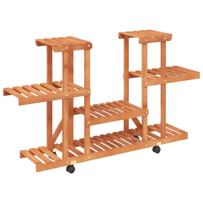 vidaXL Flower Stand with Wheels 110x25x78 cm Solid Wood Fir 2