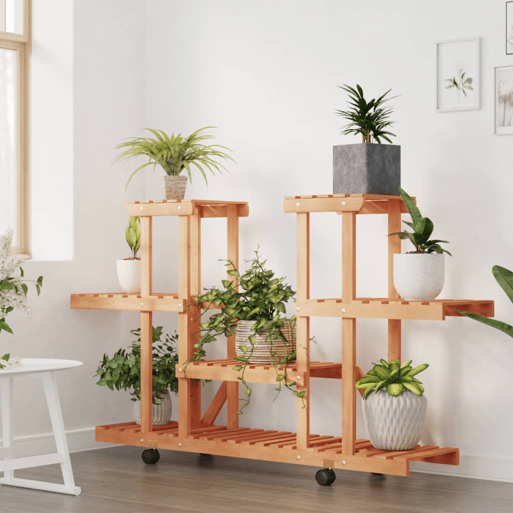vidaXL Flower Stand with Wheels 110x25x78 cm Solid Wood Fir 3