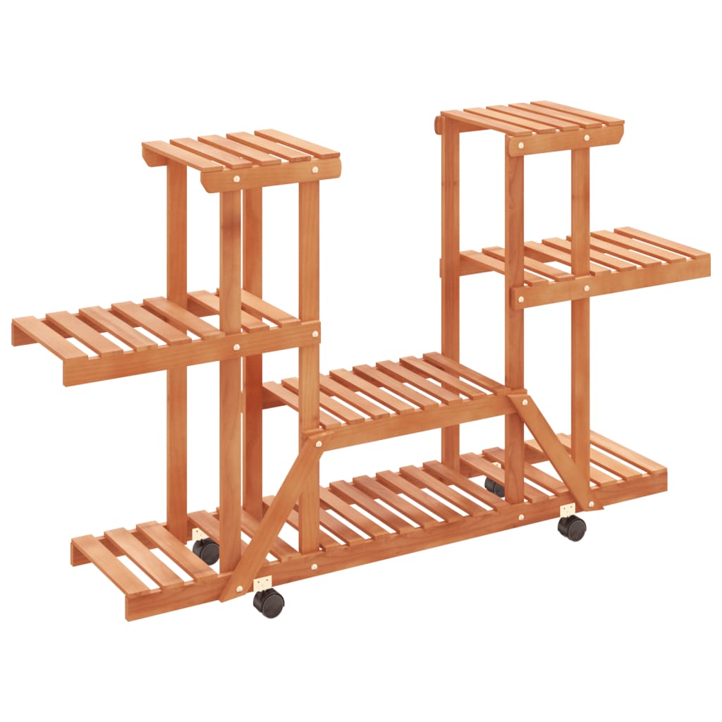 vidaXL Flower Stand with Wheels 110x25x78 cm Solid Wood Fir 4