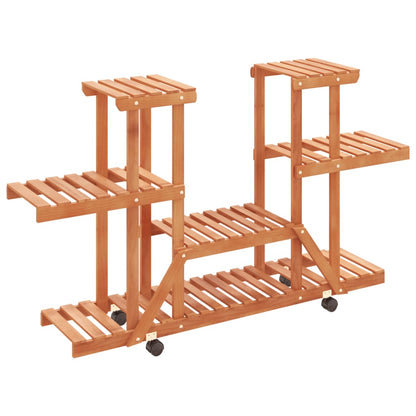 vidaXL Flower Stand with Wheels 110x25x78 cm Solid Wood Fir 4