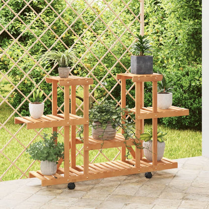 vidaXL Flower Stand with Wheels 110x25x78 cm Solid Wood Fir 1