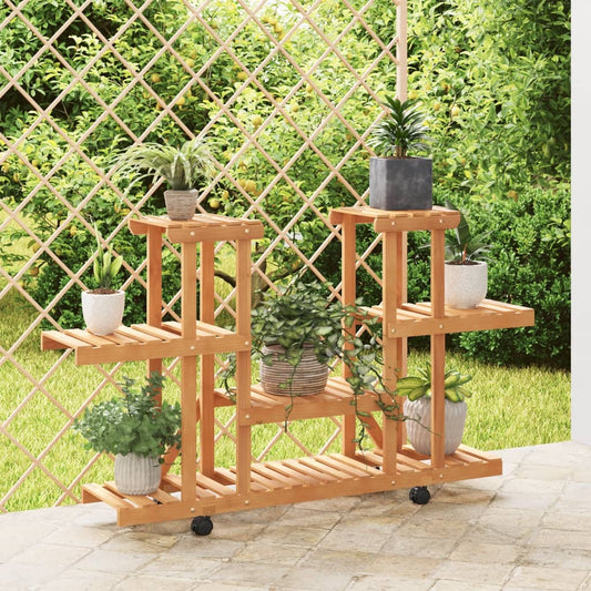 vidaXL Flower Stand with Wheels 110x25x78 cm Solid Wood Fir 1