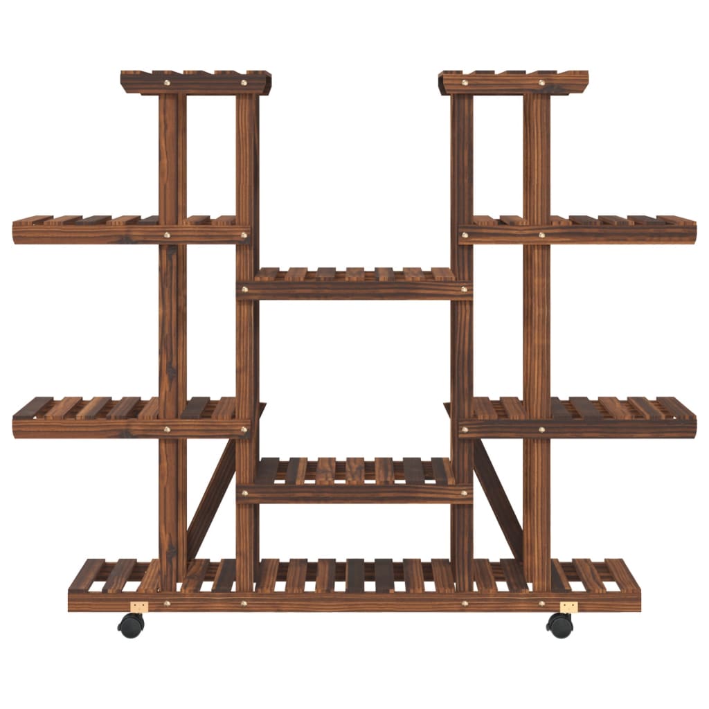 vidaXL Flower Stand with Wheels 110x25x115 cm Solid Wood Fir 4