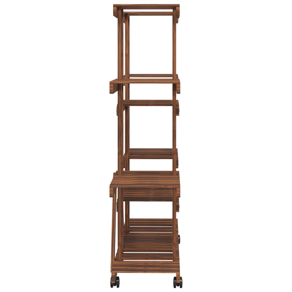 vidaXL Flower Stand with Wheels 110x25x115 cm Solid Wood Fir 5