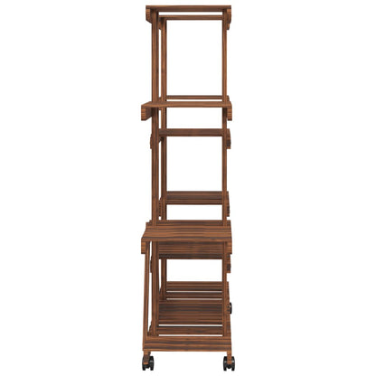 vidaXL Flower Stand with Wheels 110x25x115 cm Solid Wood Fir 5