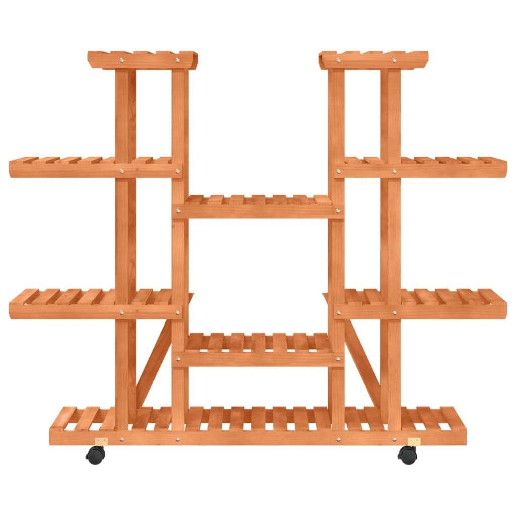 vidaXL Flower Stand with Wheels 110x25x115 cm Solid Wood Fir 4
