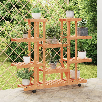 vidaXL Flower Stand with Wheels 110x25x115 cm Solid Wood Fir 1