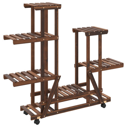 vidaXL Flower Stand with Wheels 95x25x101 cm Solid Wood Fir 2