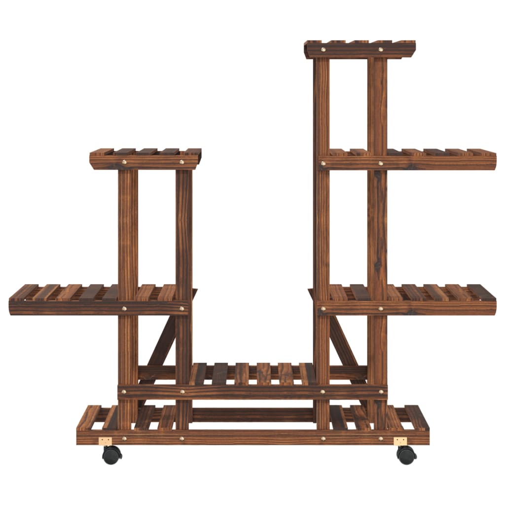 vidaXL Flower Stand with Wheels 95x25x101 cm Solid Wood Fir 4