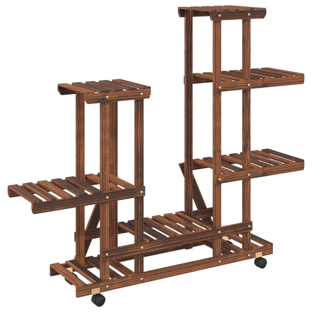 vidaXL Flower Stand with Wheels 95x25x101 cm Solid Wood Fir 6