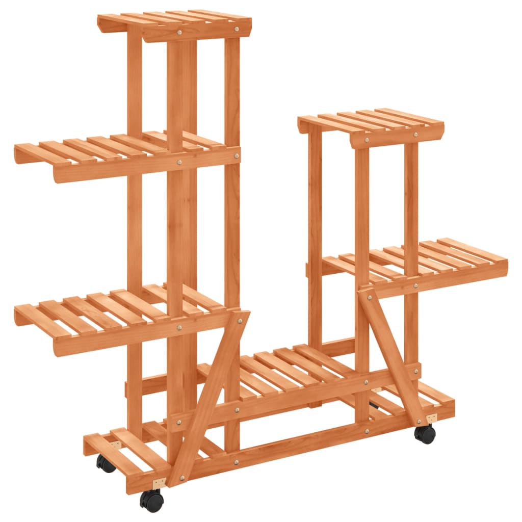 vidaXL Flower Stand with Wheels 95x25x101 cm Solid Wood Fir 2
