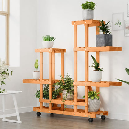 vidaXL Flower Stand with Wheels 95x25x101 cm Solid Wood Fir 3