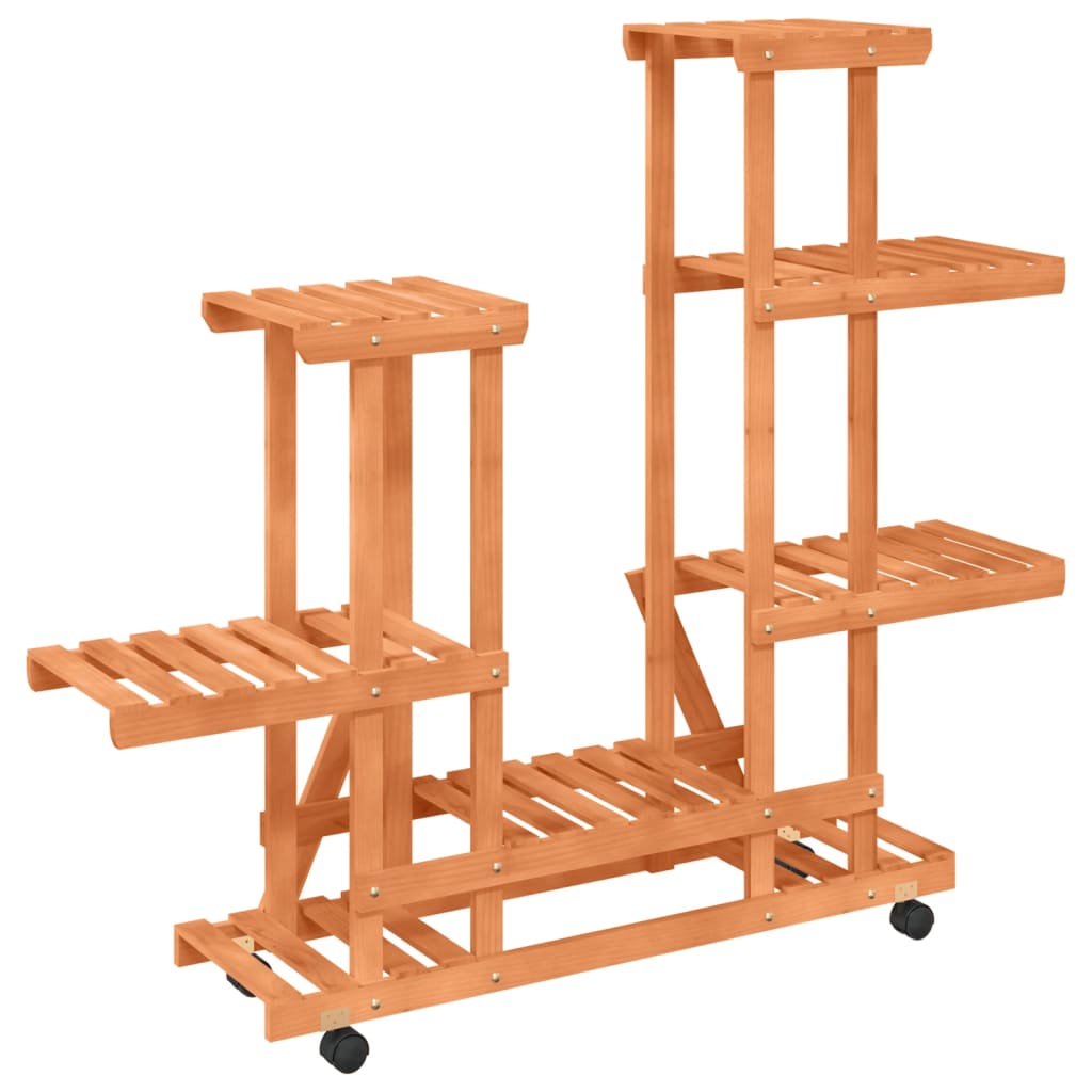 vidaXL Flower Stand with Wheels 95x25x101 cm Solid Wood Fir 6