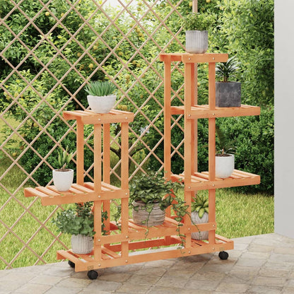 vidaXL Flower Stand with Wheels 95x25x101 cm Solid Wood Fir 1