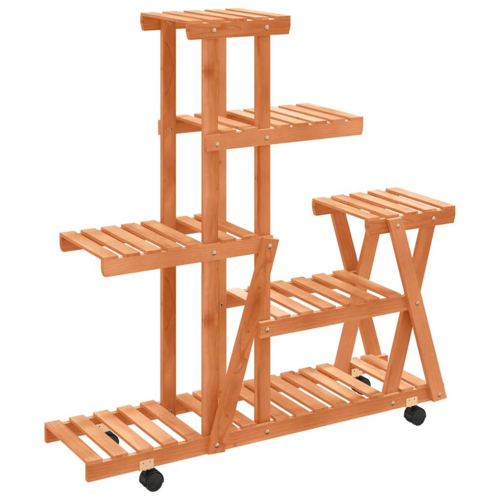 vidaXL Flower Stand with Wheels 95x25x101 cm Solid Wood Fir 2