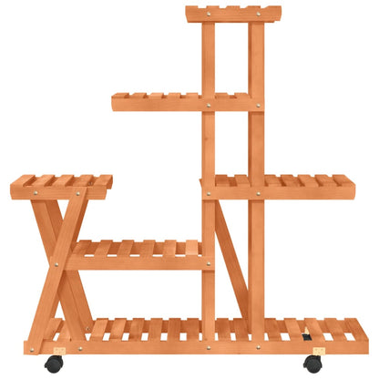 vidaXL Flower Stand with Wheels 95x25x101 cm Solid Wood Fir 4