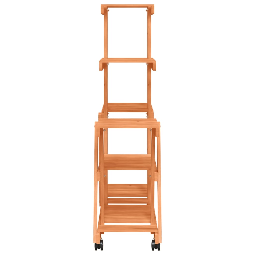 vidaXL Flower Stand with Wheels 95x25x101 cm Solid Wood Fir 5