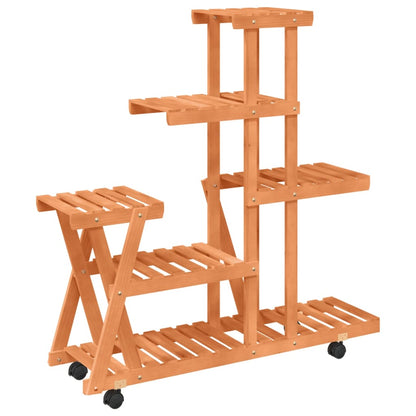 vidaXL Flower Stand with Wheels 95x25x101 cm Solid Wood Fir 6