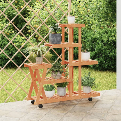 vidaXL Flower Stand with Wheels 95x25x101 cm Solid Wood Fir 1