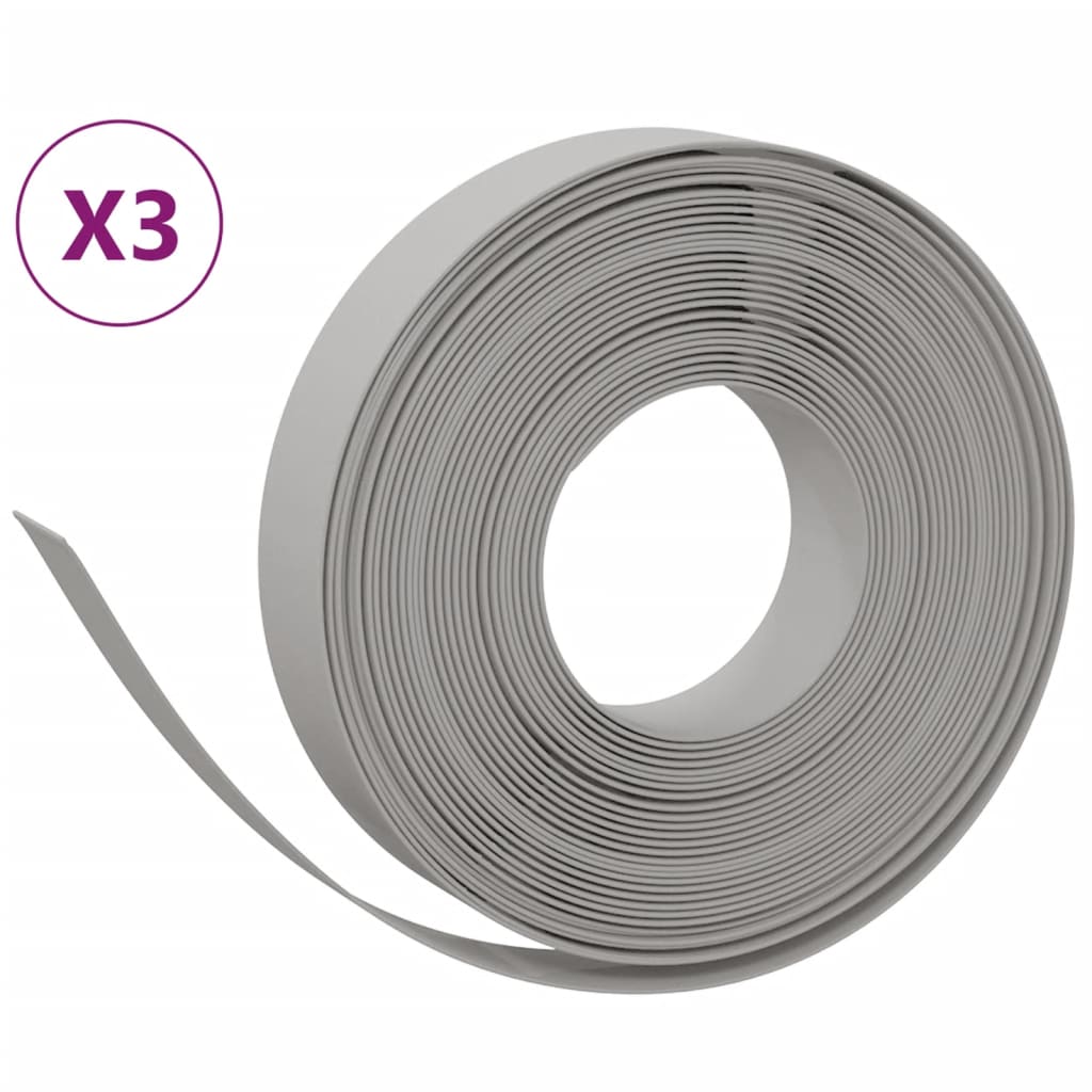 vidaXL Garden Edgings 3 pcs Grey 10 m 10 cm Polyethylene 2