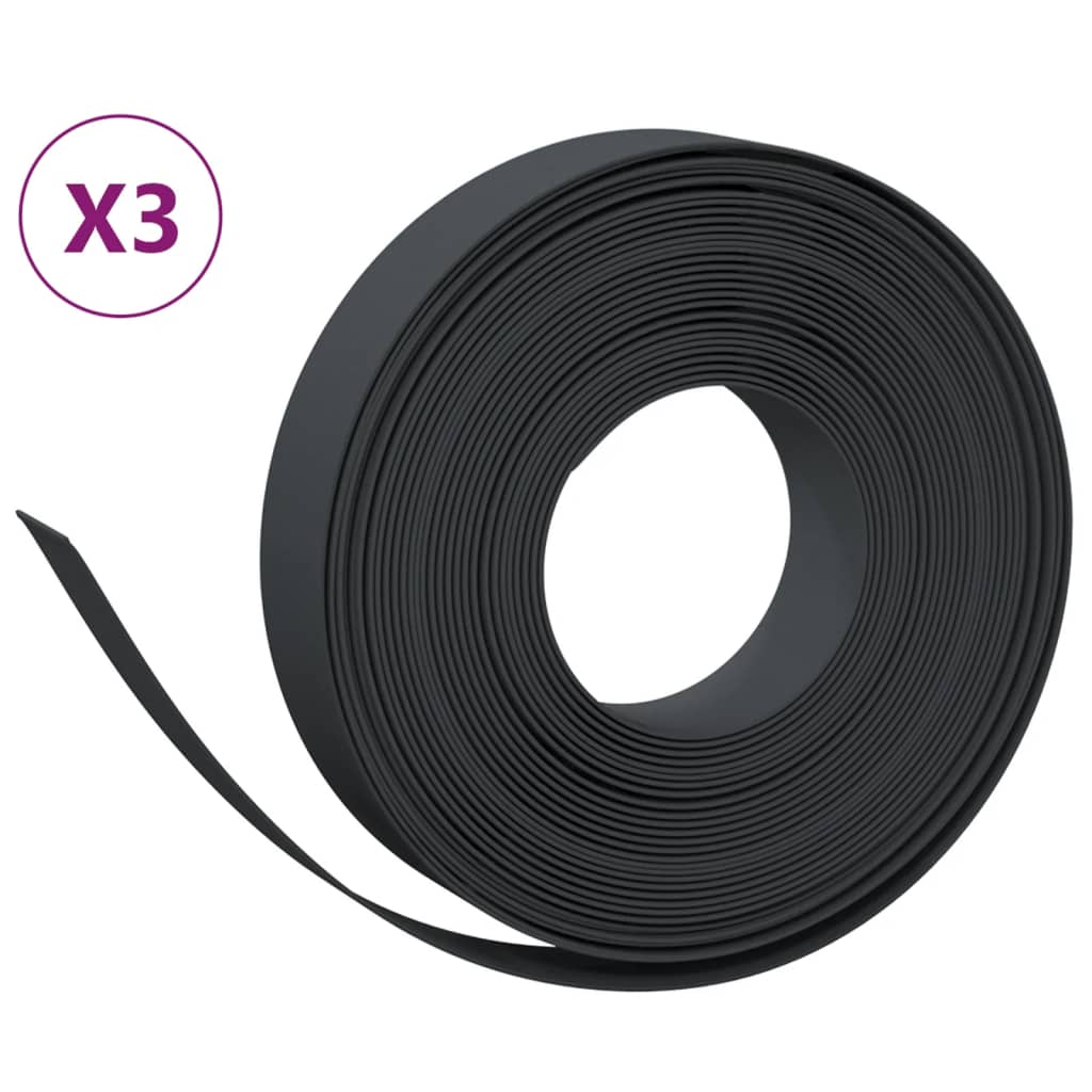 vidaXL Garden Edgings 3 pcs Black 10 m 10 cm Polyethylene 2