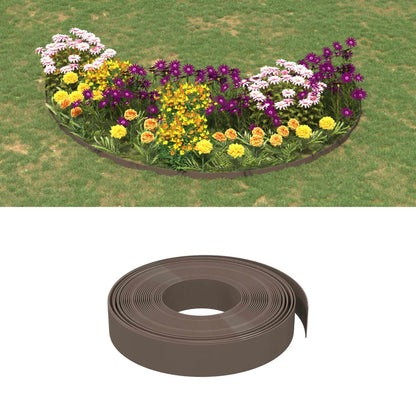 vidaXL Garden Edgings 3 pcs Brown 10 m 10 cm Polyethylene 1