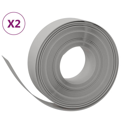 vidaXL Garden Edgings 2 pcs Grey 10 m 15 cm Polyethylene 2