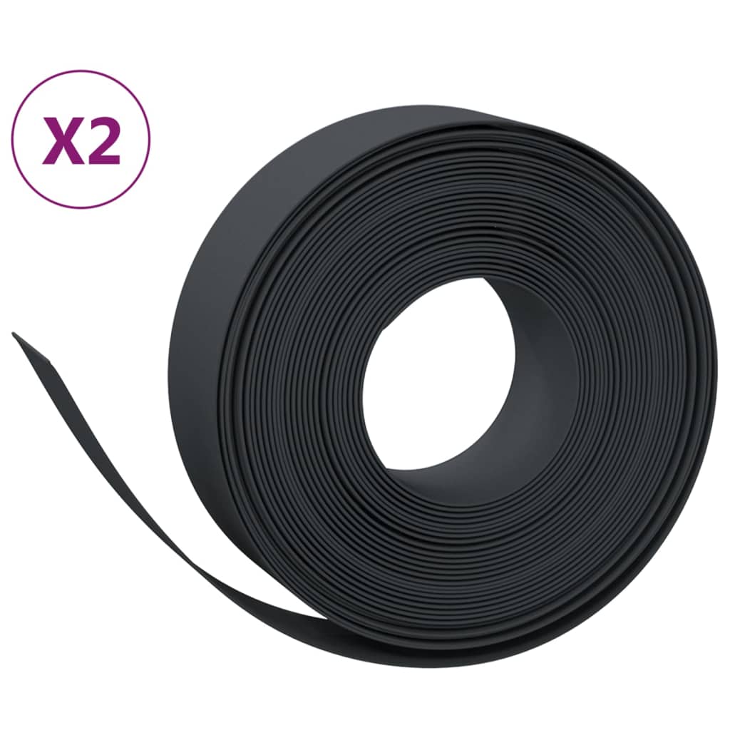 vidaXL Garden Edgings 2 pcs Black 10 m 15 cm Polyethylene 2