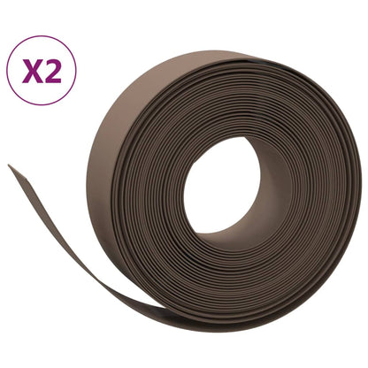 vidaXL Garden Edgings 2 pcs Brown 10 m 15 cm Polyethylene 2