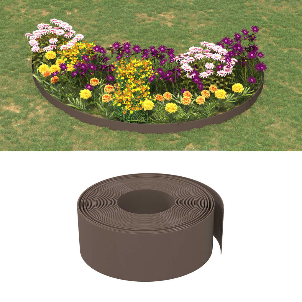 vidaXL Garden Edging 25 m 10 cm PE Brown