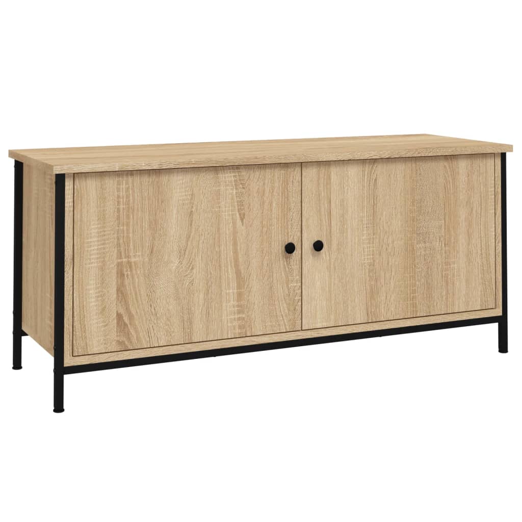 vidaXL TV Cabinet with Doors Sonoma Oak 102x35x45 cm Engineered Wood 2