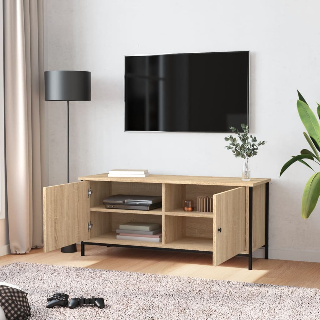 vidaXL TV Cabinet with Doors Sonoma Oak 102x35x45 cm Engineered Wood 3