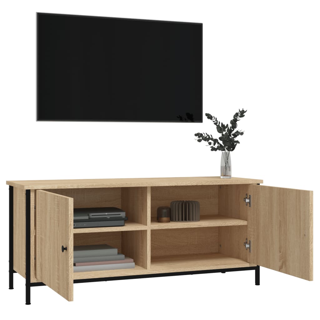 vidaXL TV Cabinet with Doors Sonoma Oak 102x35x45 cm Engineered Wood 4