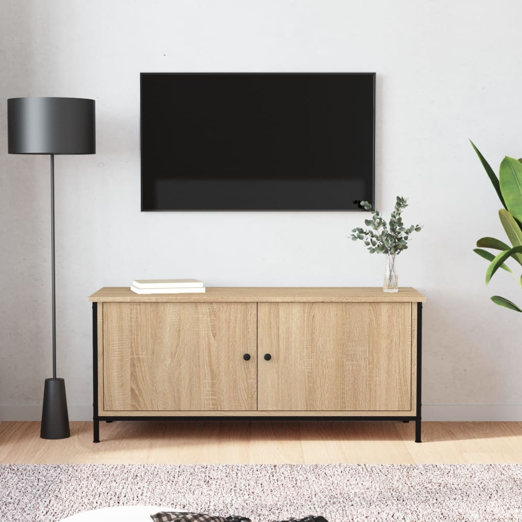 vidaXL TV Cabinet with Doors Sonoma Oak 102x35x45 cm Engineered Wood 1