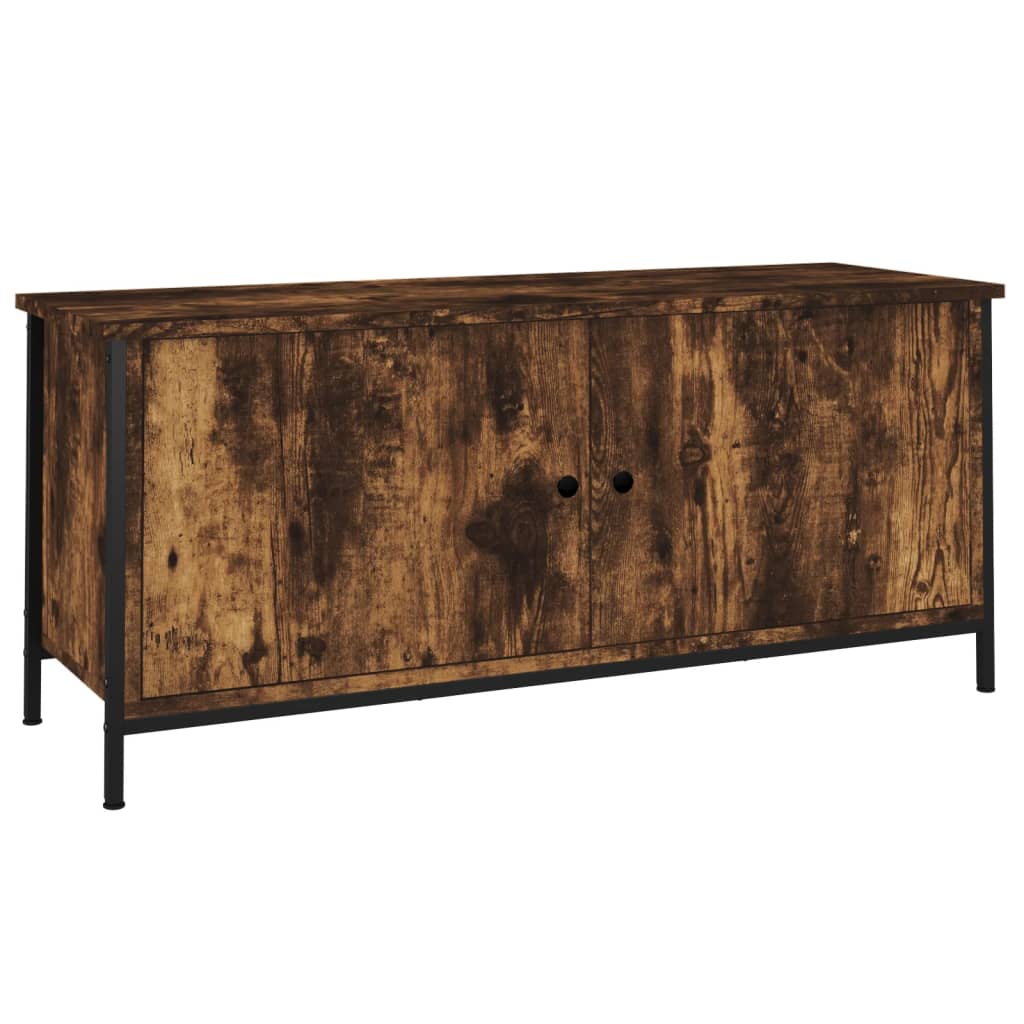 vidaXL TV Cabinet with Doors Smoked Oak 102x35x45 cm Engineered Wood 2