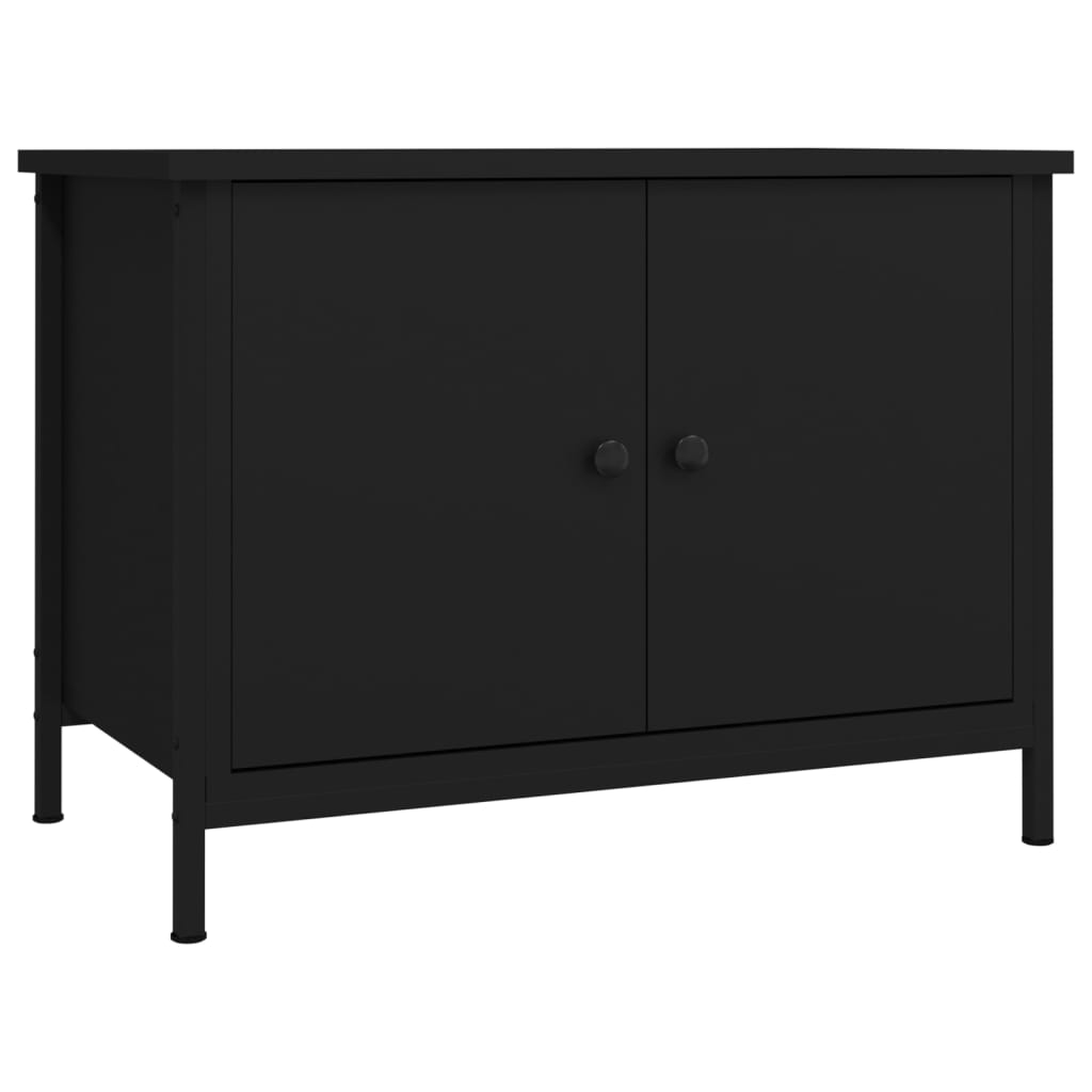 vidaXL TV Cabinet with Doors Black 60x35x45 cm Engineered Wood 2