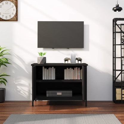 vidaXL TV Cabinet with Doors Black 60x35x45 cm Engineered Wood 3