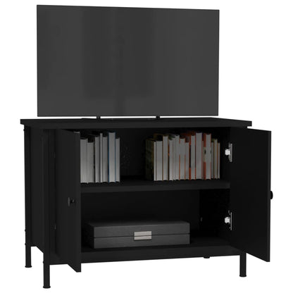 vidaXL TV Cabinet with Doors Black 60x35x45 cm Engineered Wood 4