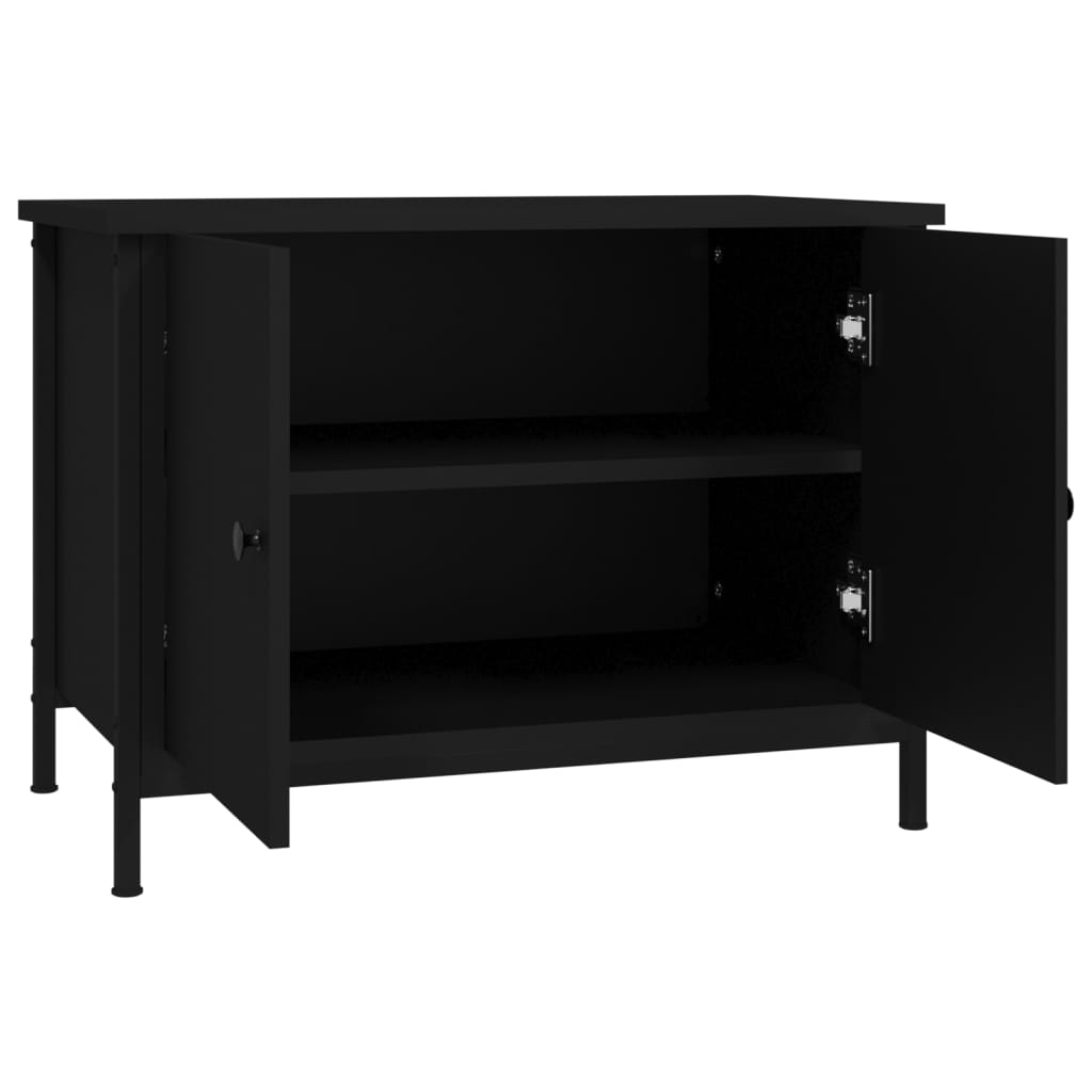 vidaXL TV Cabinet with Doors Black 60x35x45 cm Engineered Wood 6