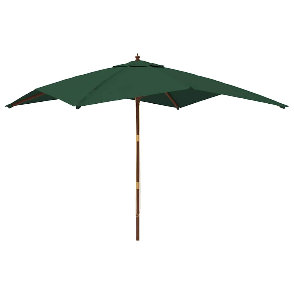 vidaXL Garden Parasol with Wooden Pole Green 300x300x273 cm 2