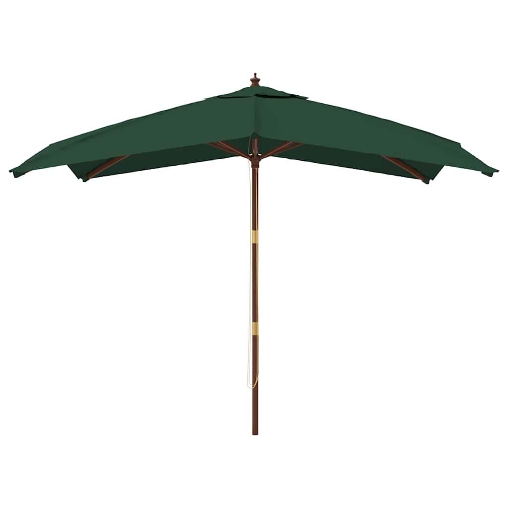 vidaXL Garden Parasol with Wooden Pole Green 300x300x273 cm 3