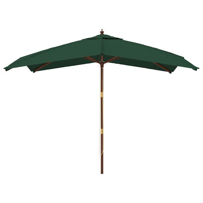 vidaXL Garden Parasol with Wooden Pole Green 300x300x273 cm 3
