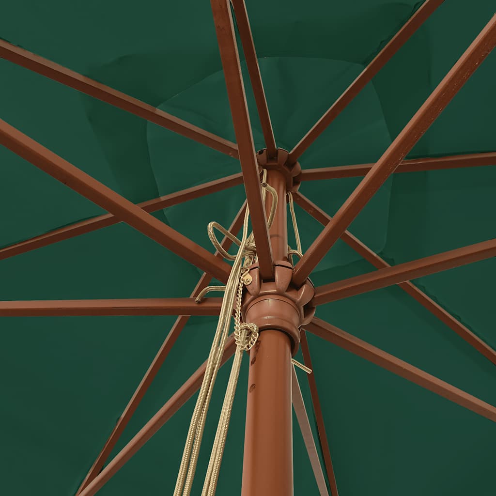 vidaXL Garden Parasol with Wooden Pole Green 300x300x273 cm 5