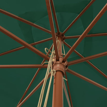 vidaXL Garden Parasol with Wooden Pole Green 300x300x273 cm 5